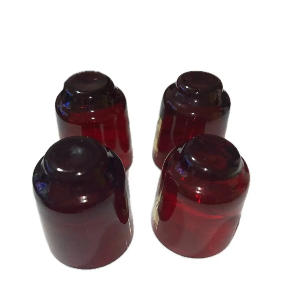 Košice miniature rocks glasses, red, quantity (4), one has a tiny chip on edge.
